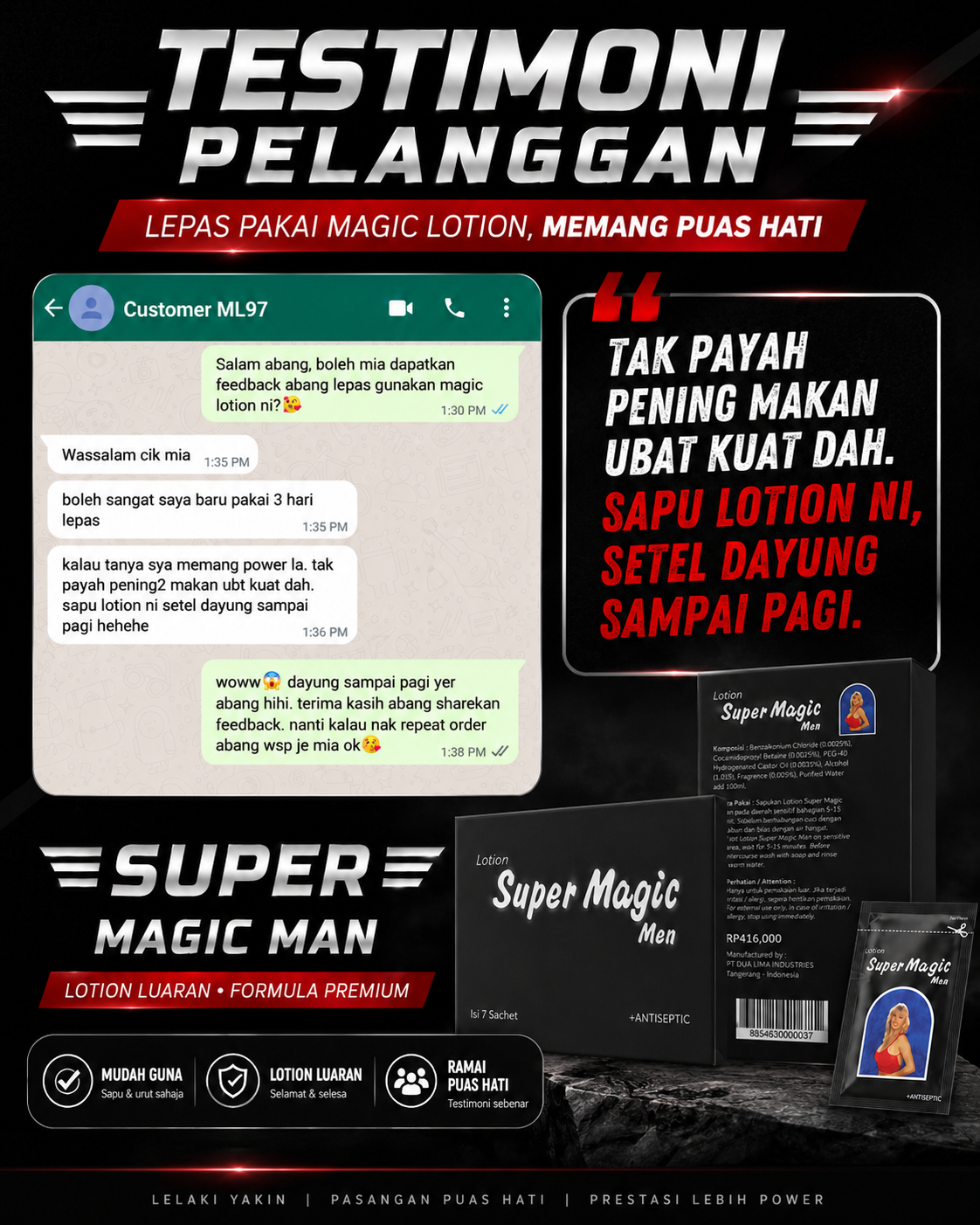 Screenshot testimoni customer