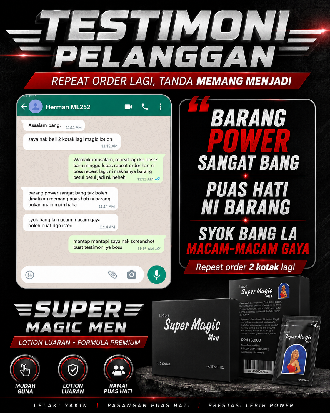 Screenshot testimoni customer
