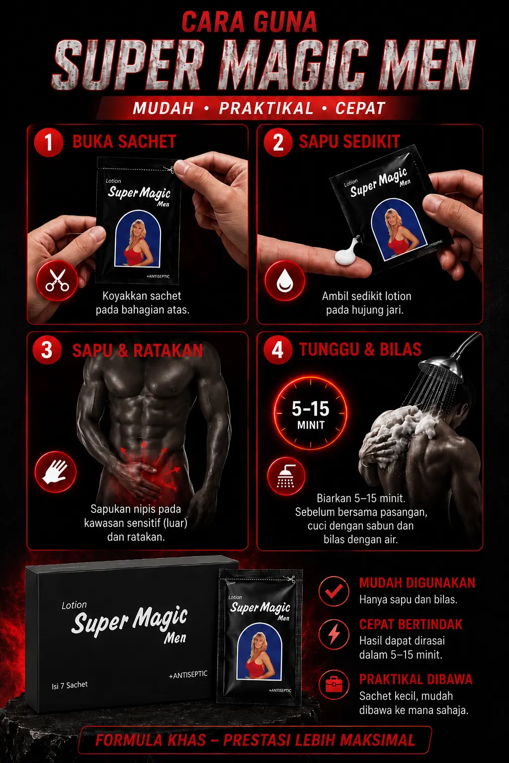 Cara guna Super Losyen Magic Men